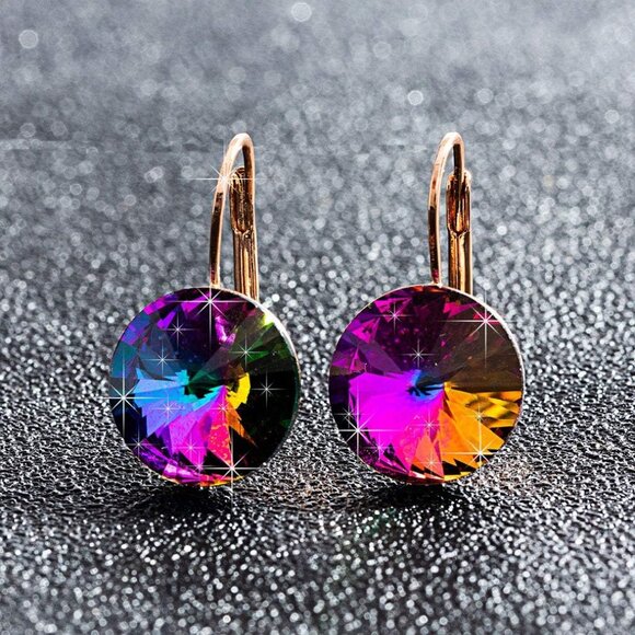 Chic Drop Earrings with 14K Gold Plating and Austrian Crystals - Perfect Gift - Picture 3 of 7